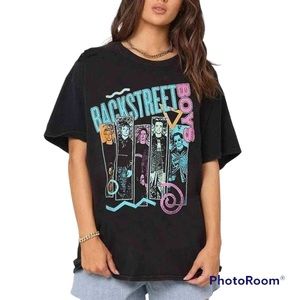 Back Street Boys Black Short Sleeve Graphic Tee Shirt
